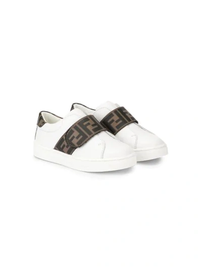 Fendi Teen Ff Touch-strap Sneakers In White