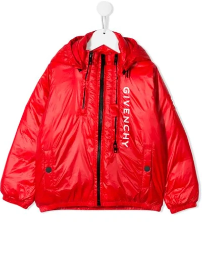 Givenchy Kids' Logo印花羽绒夹克 In Red