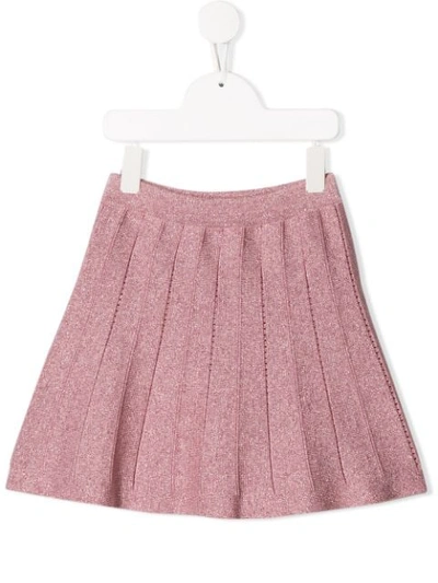 Alberta Ferretti Kids' Knitted Glitter Effect Skirt In Rosa
