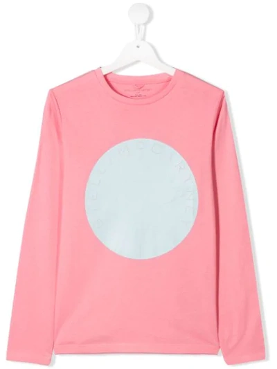 Stella Mccartney Kids' Logo Print L/s Cotton Jersey T-shirt In Pink