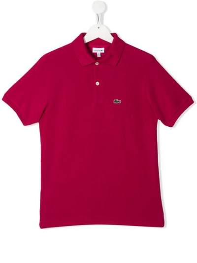 Lacoste Teen Embroidered Logo Polo Shirt In Pink