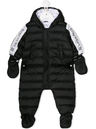 Givenchy Black Babykids Puff Overall With Logo In Nero
