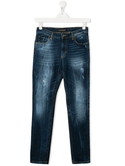 John Richmond Junior Teen Distressed Straight-fit Jeans In Blue