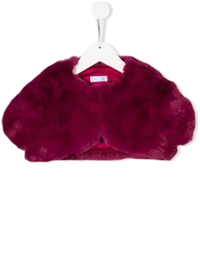 Abel & Lula Kids' Faux-fur Cropped Jacket In Pink