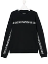 EMPORIO ARMANI LONG SLEEVE LOGO TRIM SWEATER