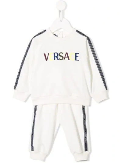 Young Versace Babies' Logo Print Tracksuit In White
