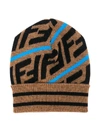 FENDI BROWN & BLUE KNITTED BABY HAT