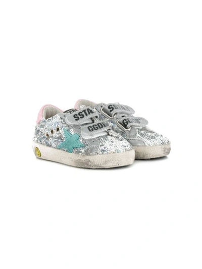 Golden Goose Babies' Old School Glitter Trainers In Silver