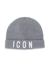 Dsquared2 Icon Knitted Beanie In Grey