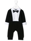 Dolce & Gabbana Smocked Cotton Interlock Romper In Black