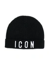 Dsquared2 Icon Knitted Beanie In Black