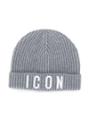 Dsquared2 Icon Knitted Beanie In Grey