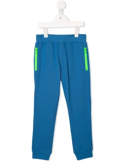 Stella Mccartney Kids' 对比拉链口袋运动裤 In Blue