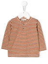 ALETTA STRIPED BUTTON-NECK TOP