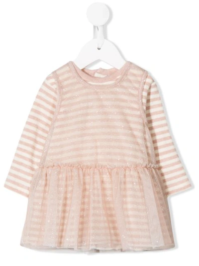 Aletta Babies' Sparkly Striped Dress In Neutrals