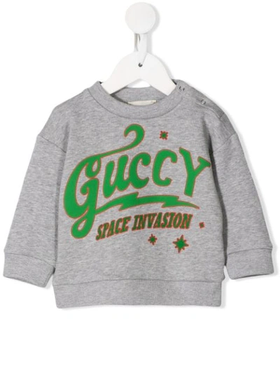 Gucci Babies' Guccy Ufo套头衫 In Grey