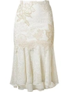 MARTHA MEDEIROS 刺绣蕾丝中长半身裙,VE16SA33OFFWHITE11137354