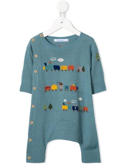 Familiar Babies' Knitted Romper Suit In Blue
