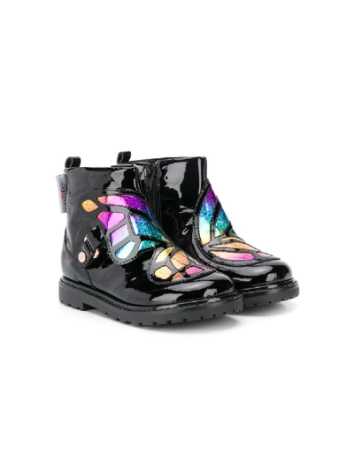 Sophia Webster Mini Kids' Karina Rainbow Butterfly Boots In Black
