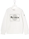 Moncler Rubberized Logo Cotton Sweatshirt In White