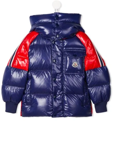 Moncler Kids' Sigean Hooded Puffer Jacket In Blue