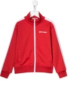 Palm Angels Logo Printed Zipped Jacket In Red