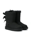 Ugg Girls Black Kids Bailey Bow Ii Sheepskin Boots 7.5 In Black