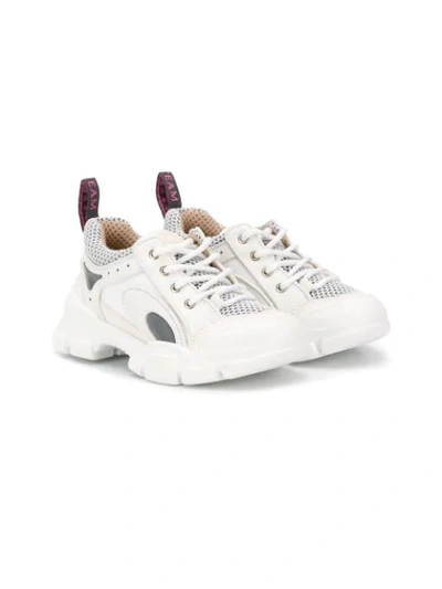 Gucci Kids' Flashtrek Leather Trainers In White