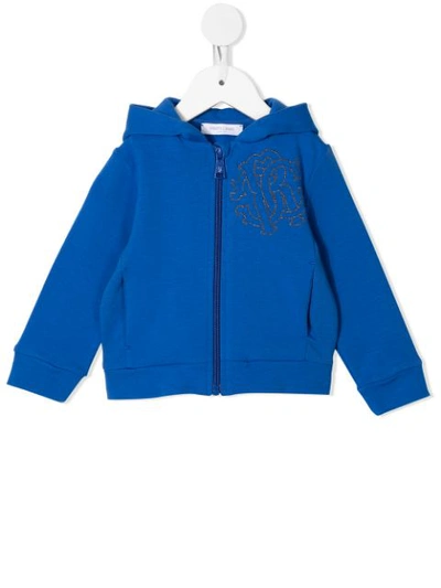 Roberto Cavalli Junior Babies' Logo刺绣运动夹克 In Blue