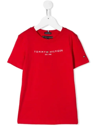 Tommy Hilfiger Junior Teen Logo-print Organic Cotton T-shirt In Red
