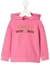 Gucci Logo Print Hoodie In Pink