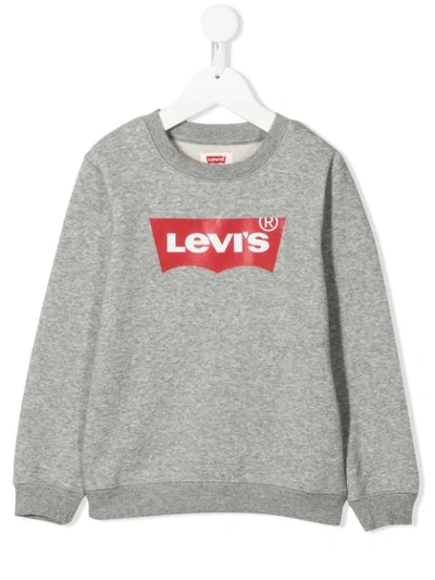 Levi's Kids' Logo-print Crew Neck Sweatshirt In Grigio