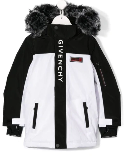 Givenchy Kids' 双色羽绒夹克 In White