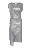 PACO RABANNE WOMEN'S DRAPED METALLIC MIDI DRESS,798496