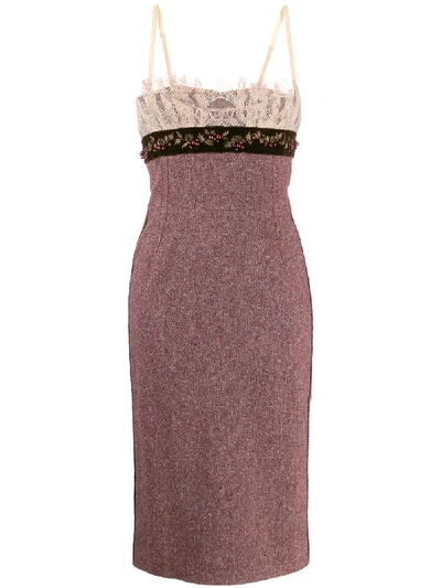 Pre-owned Dolce & Gabbana Kleid Mit Spitzendetails In Brown