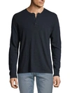 Vince Long-sleeve Cotton Henley In Coastal Blue