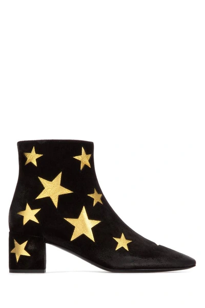 Saint Laurent 50mm Loulou Star Suede Ankle Boots In Black