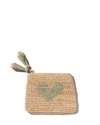 AERIN HEART RAFFIA ZIP POUCH, GREY,PROD217260128