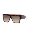 Celine Men's Chunky Rectangle Gradient Havana Sunglasses In Brown