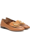Chloé The C Collapsible-heel Leather Loafers In Brown