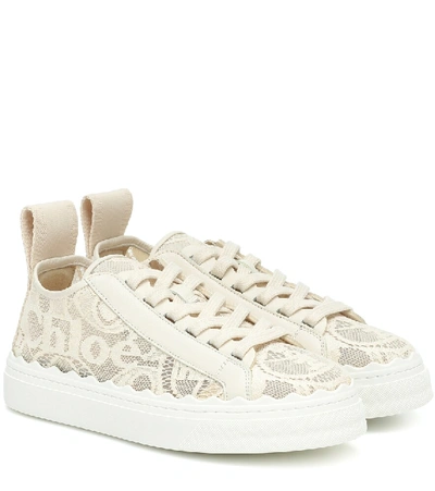 Chloé Lauren Lace Sneakers In Beige