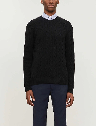 Polo Ralph Lauren Cable-knit Wool And Cashmere-blend Jumper In Black