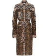 Burberry Belted Animal-print Silk-crepe Dress In Brown,black