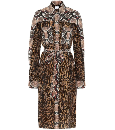 Burberry Costanza Animal Print Dress In Brown