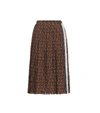 Burberry Monogram Stripe Pleated Skirt In Brown