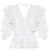 Chloé Ruffle-trimmed Ramie Wrap Top In White