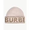 BURBERRY LOGO INTARSIA CASHMERE BEANIE