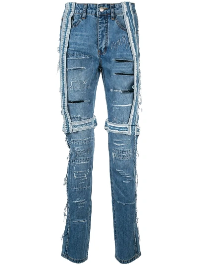 Ev Brovado Distressed Tapered Style Jeans In 蓝色
