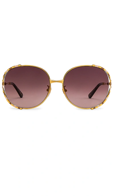 Gucci Round In Shiny Yellow Gold & Brown