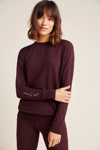Sundry Je T'aime Embroidered Sweater In Purple